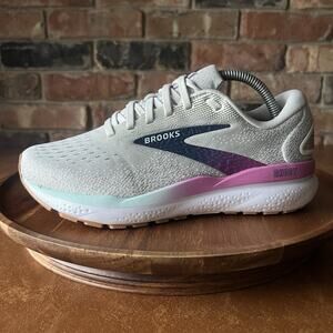 Brooks Ghost 16 Womens 6 Wide Gray Pink Neutral Cushion Running Shoes Sneakers
